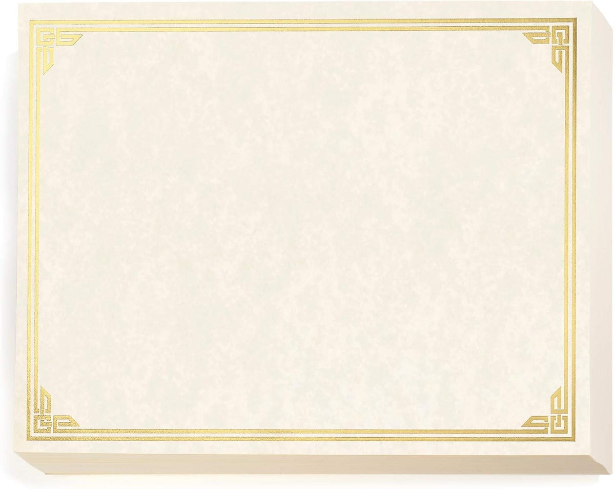 PaperDirect Gold Foil on White Parchment Classic Parchment Specialty Certificates, Foil Accents, 8½ x 11, 50 Count, for School, Work, Diplomas & Award Certificates