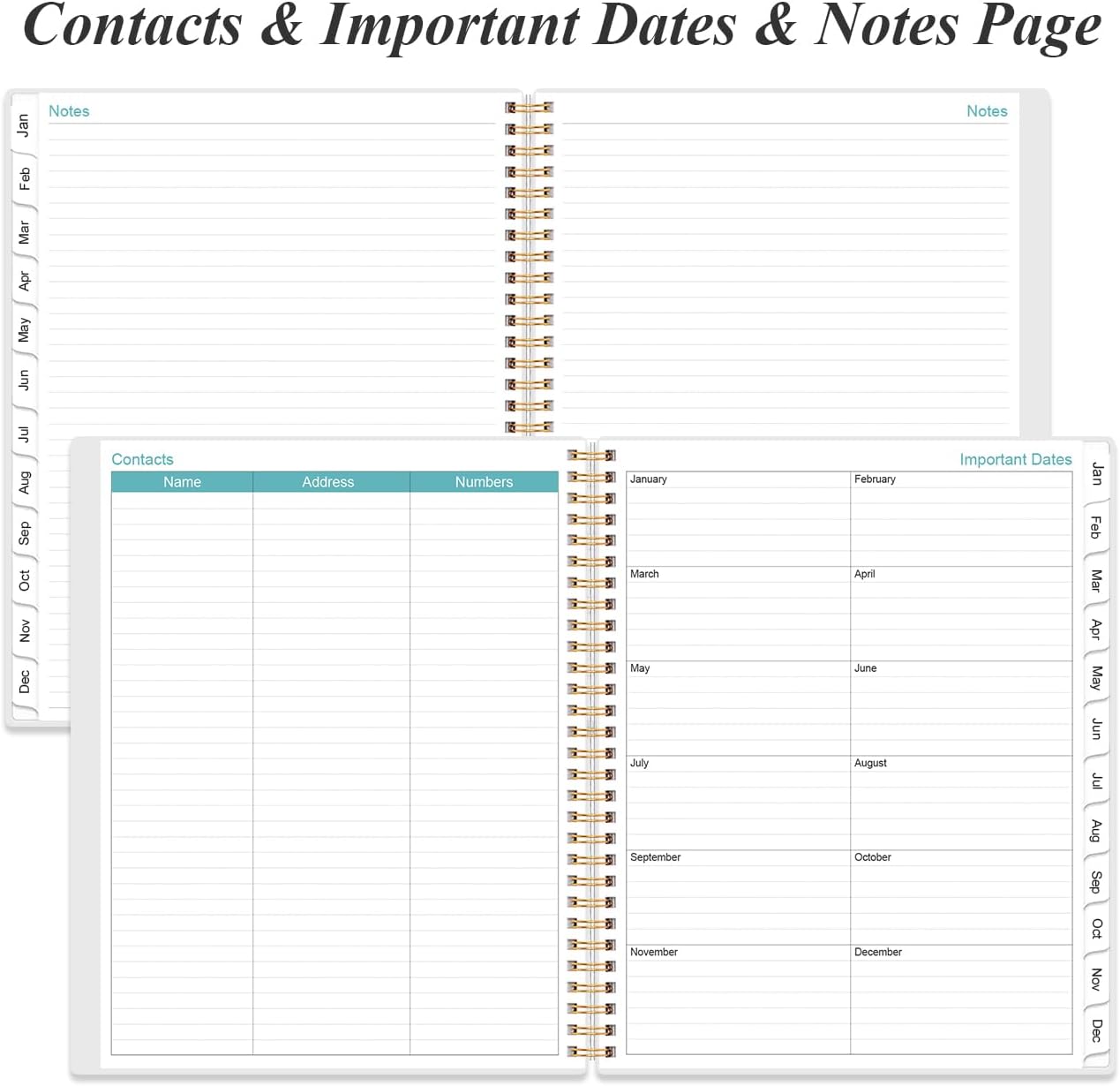 2026 Daily & Monthly Planner - One Page Per Day, Daily Planner from January 2026 - December 2026, Planner 2026 with 12 Monthly Tabs, 8.5" x 11", Teal Flower