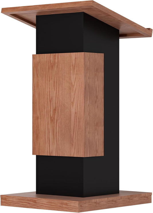 Podium Stand with Lockable Wheels,Wood Lectern,15MM Particle Board,Church Pulpit with Storage, Mic Stand Space,Wooden Podium for Restaurants,Churches,Seminars and Schools (Original)