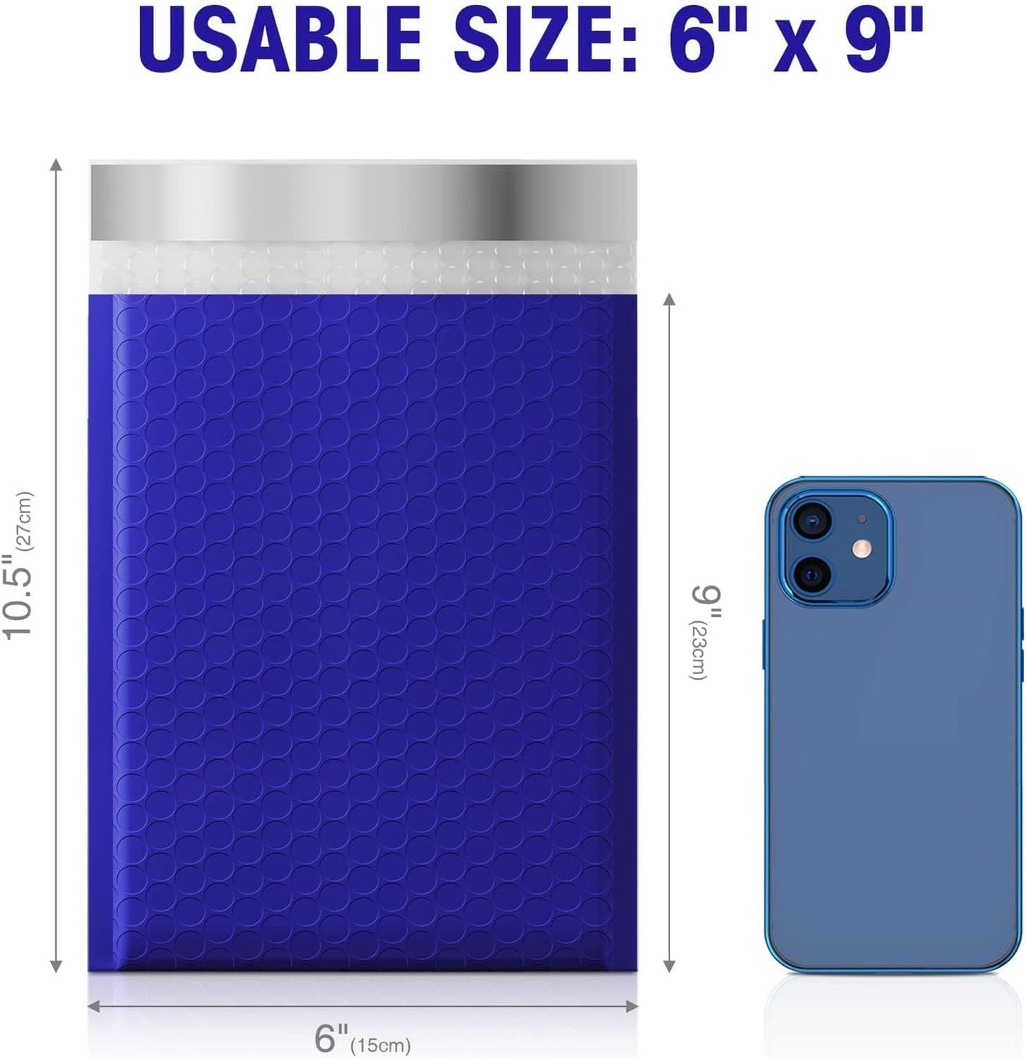 Metronic Bubble Mailers 6x10“ 100 Pack Usable Size 6x9" Self-Seal Bubble Mailer Thick Padded Envelopes Cushioning Shipping Envelopes for Small Business Shipping Blue