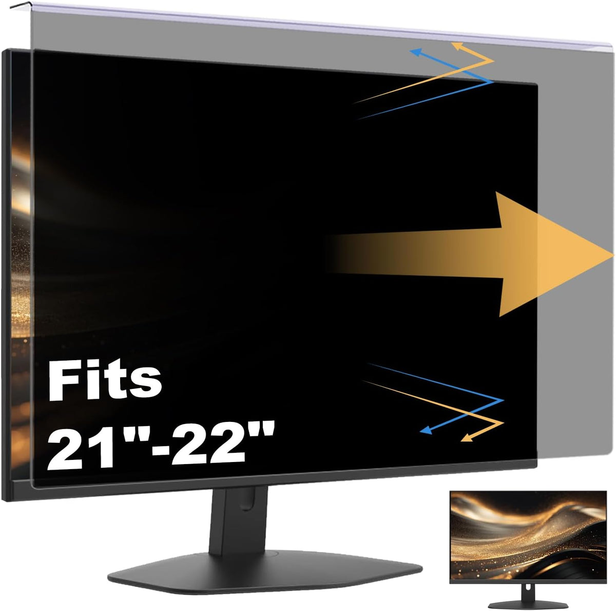 Hanging Computer Privacy Screen Protector Shield Compatible for 21.5/22 Inch Widescreen Desktop Monitor - Anti Glare & Blue Light Filter - Hanging Design for Easy On/Off