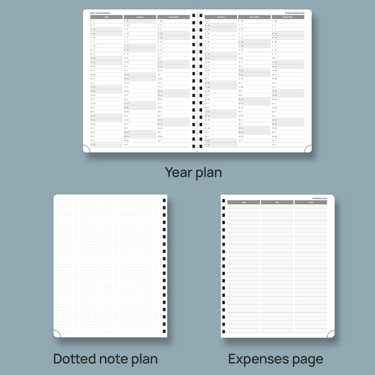 POPRUN 2026 Planner (Large Size 10'' x 8'' Wire-Bound Hard Cover) Daily Weekly and Monthly Calendar - Agenda 2026 (Jan.2026-Dec.2026) with Hourly Schedule, Monthly Tabs - Pacific Green