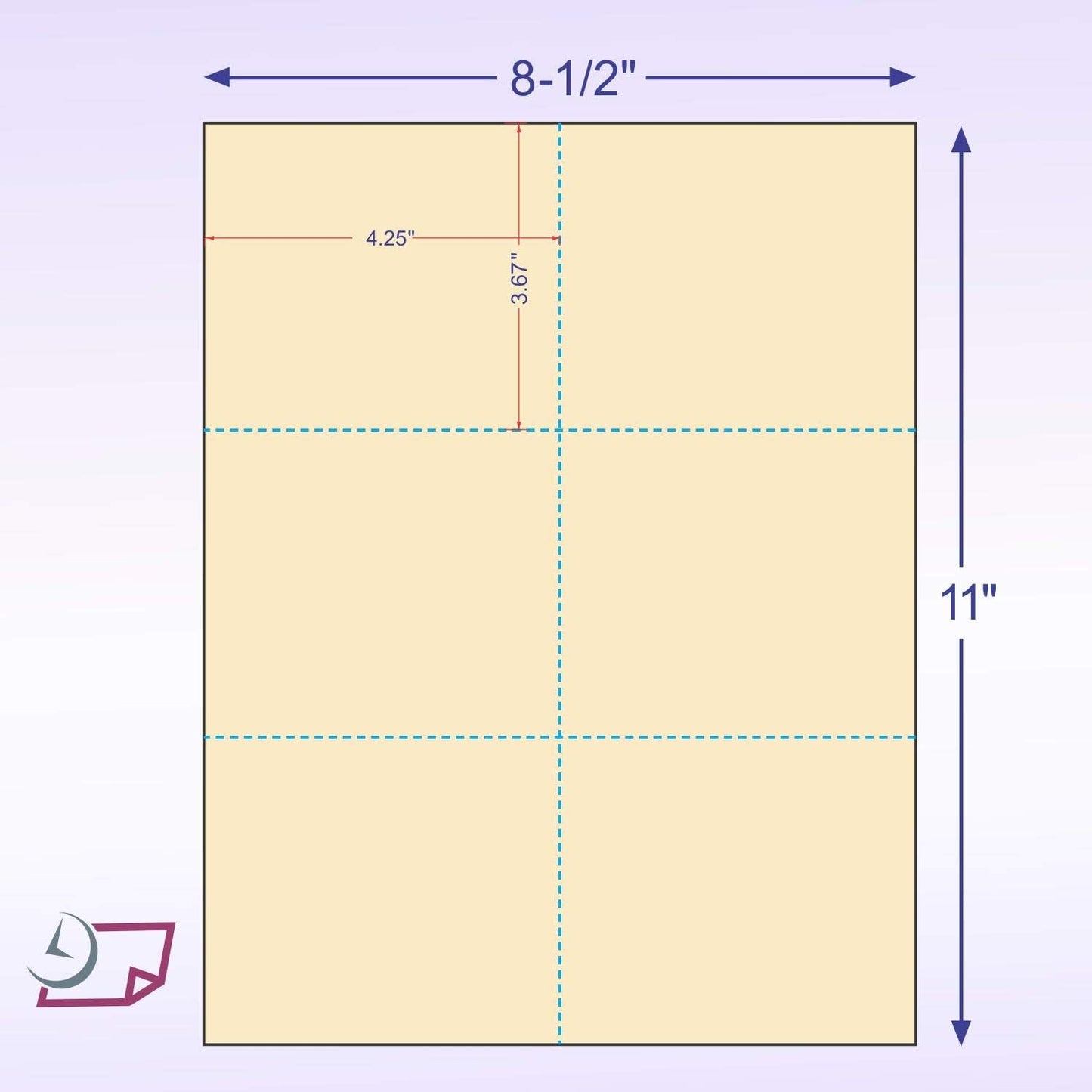 Laser Printer Blank Cards - 6 up per Page, Perforated, for School, Wedding & Inventory Tags, Trip Tickets (Manila, 300 Cards)