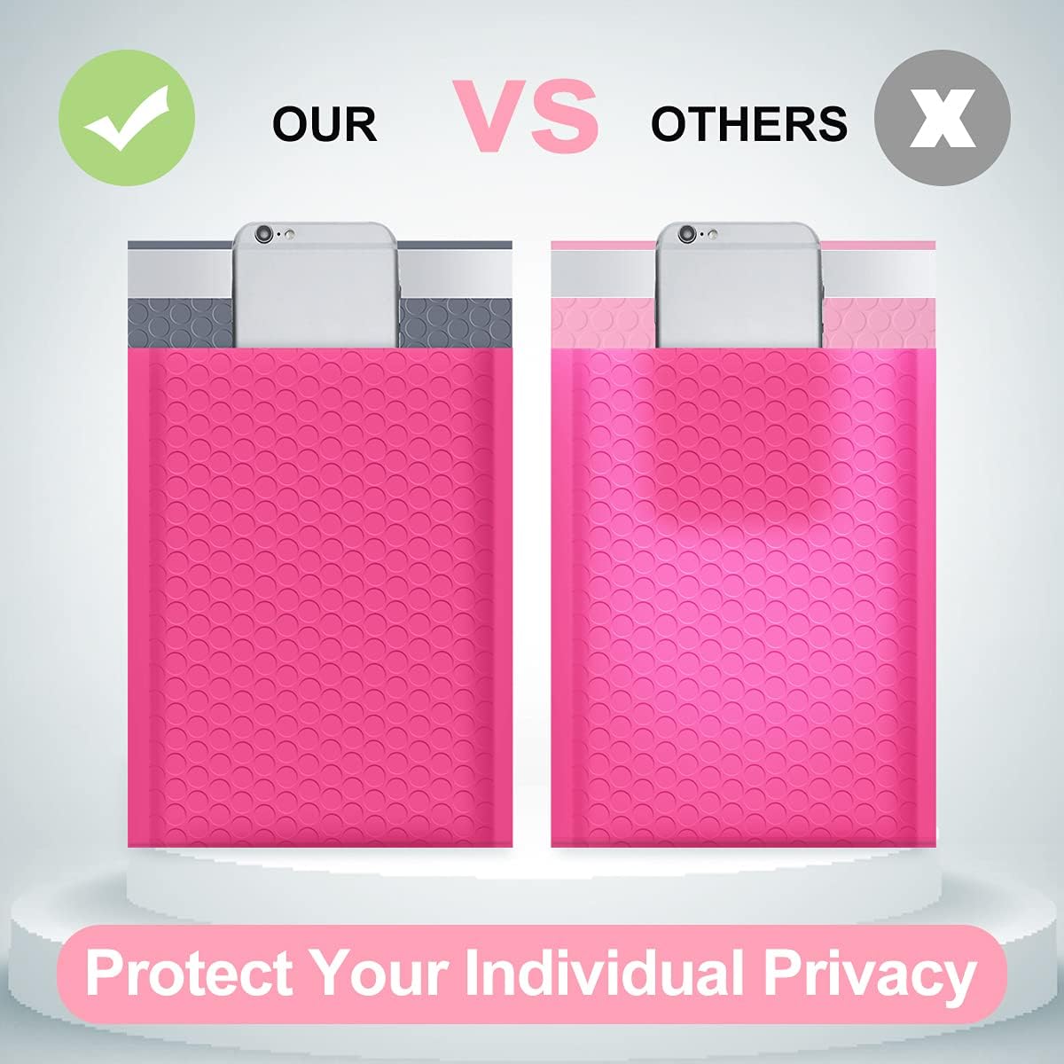 UCGOU Bubble Mailers 8.5x12 Inch Hot Pink 25 Pack Usable Size 8.5x11 Poly Padded Envelopes #2 Medium Mailing Opaque Packaging Postal Self Seal Waterproof Boutique Shipping Bags for Clothes Makeup