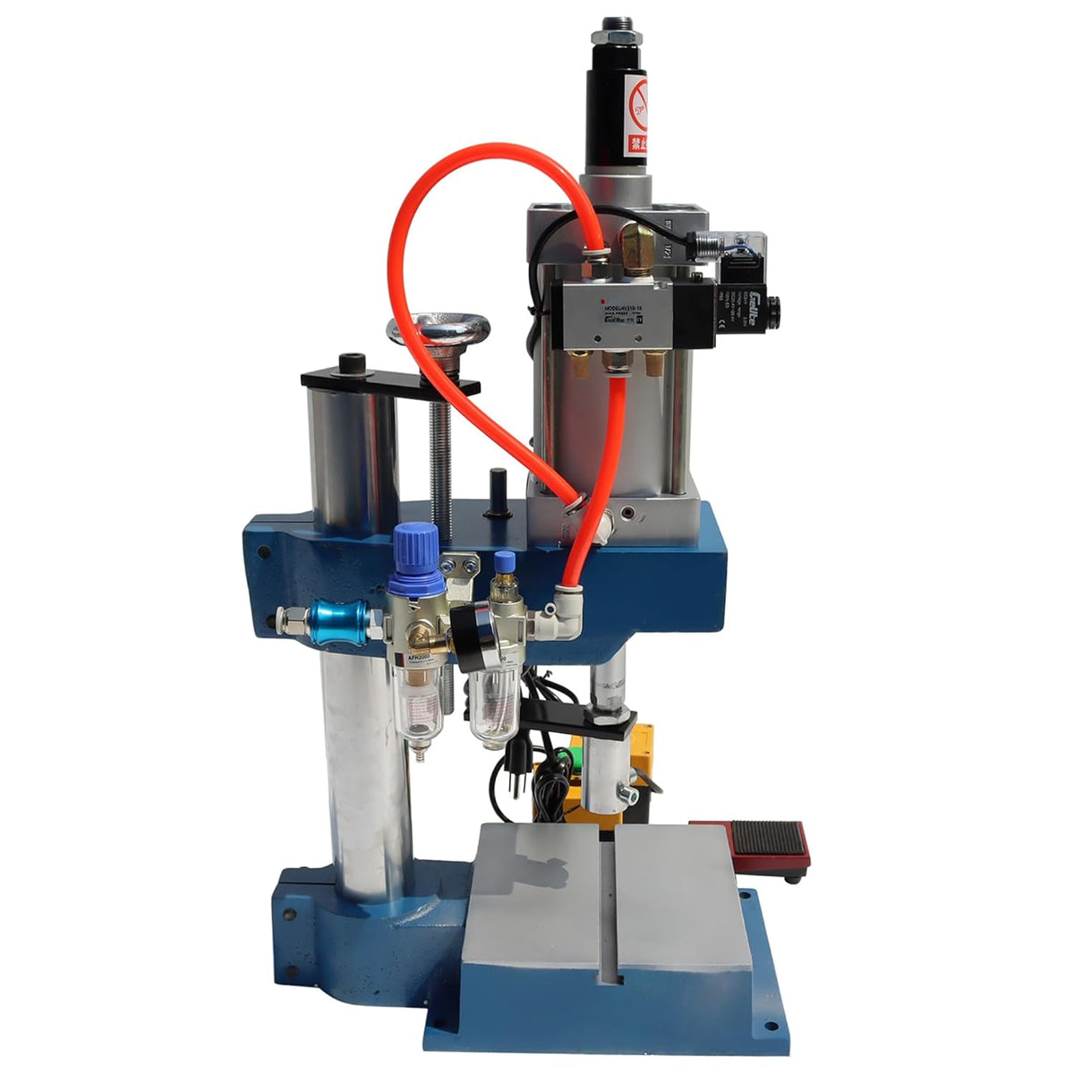 Pneumatic Punch Press Machine Cylinder Stroke Adjustable with Display Controller Double Buttons Die Hole Punches Milling Machine 500KG/1100LB Pressure