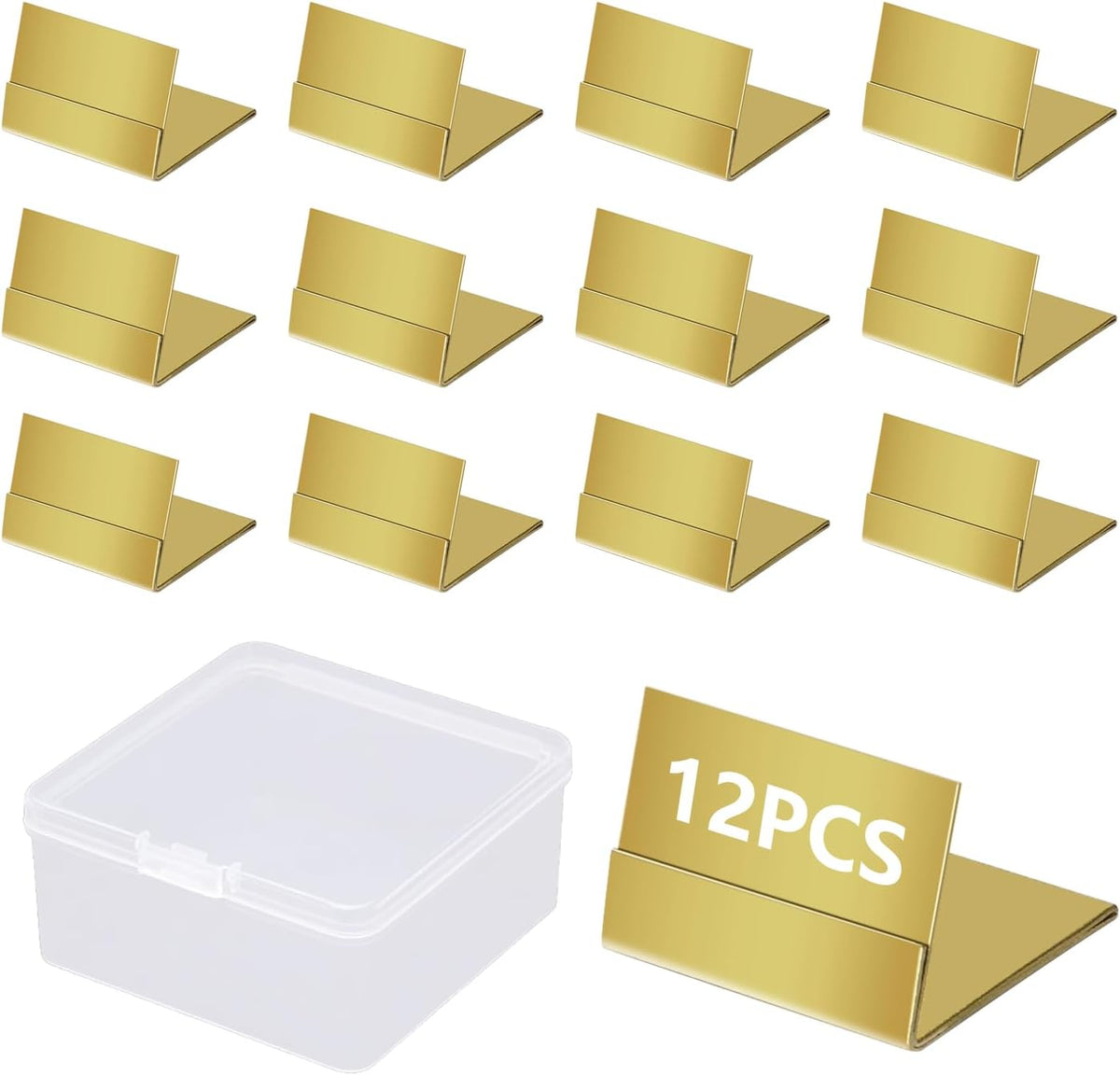 Gold Table Number Holders, Metal Place Card Stands & Picture Holders with Storage Box - Ideal for Weddings, Anniversaries, and Parties, 12-Pack