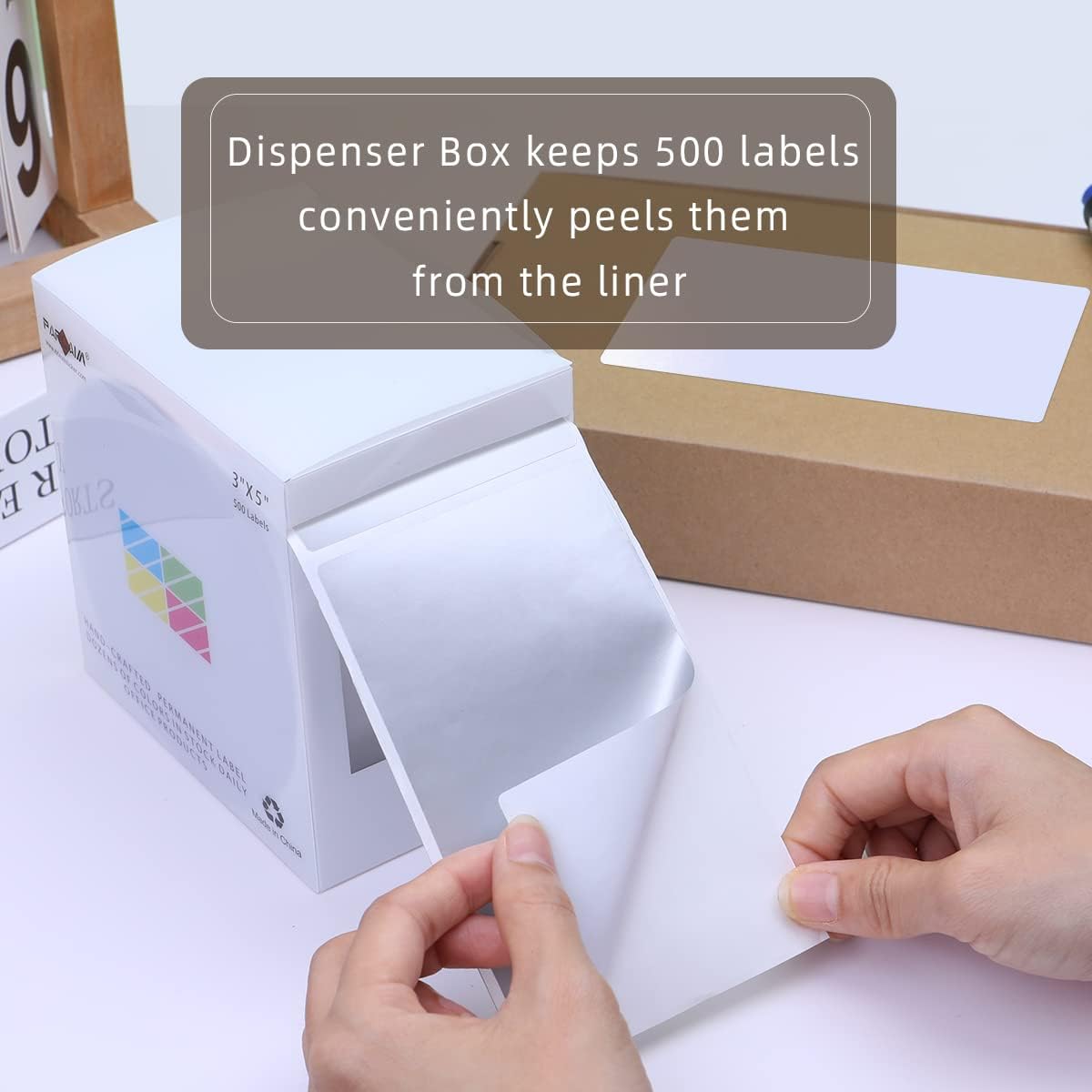 PARLAIM 3" x 5" Rectangle Adhesive Permanent Color Code Stickers,500 per Dispenser Box Roll Square Label Inventory Stickers (Silver)