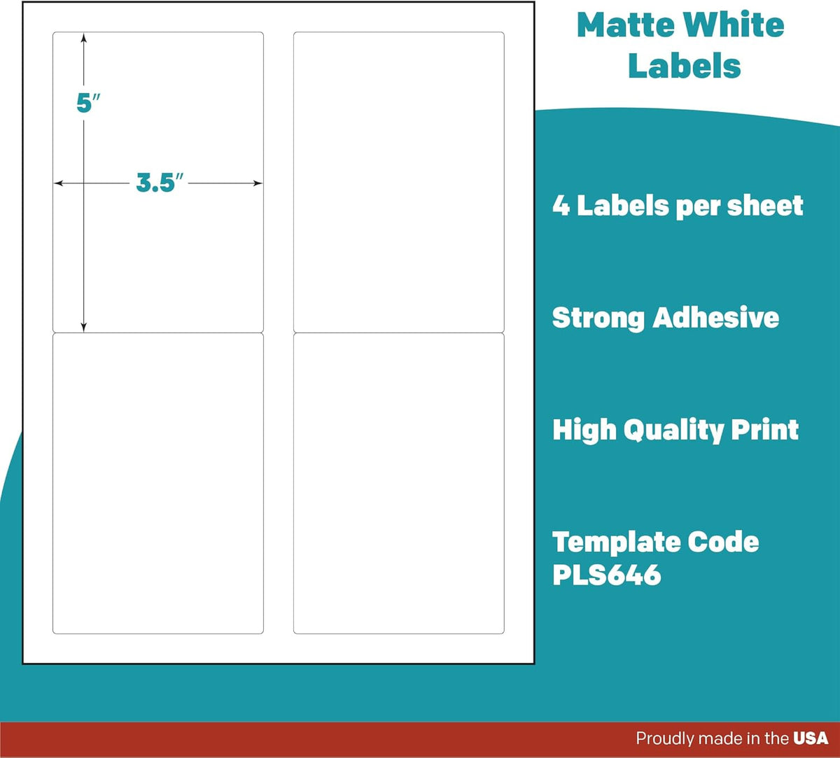 Premium Label Supply White Sticker Mailing/Shipping Labels – 3.5" x 5" – Laser/Inkjet Compatible – (4 per Sheet), 500 Sheets - 2,000 Total Adhesive Labels