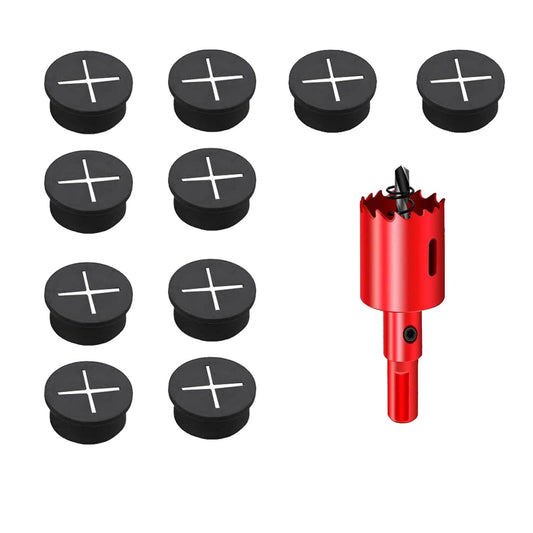 TuTuYa 10PCS Desk Grommet, Desk Grommet 1 Inch (25mm) Desk Cable Grommet Desk Cable Hole Covers with Hole Saw, Ideal Solution for Office and Home Table Cable