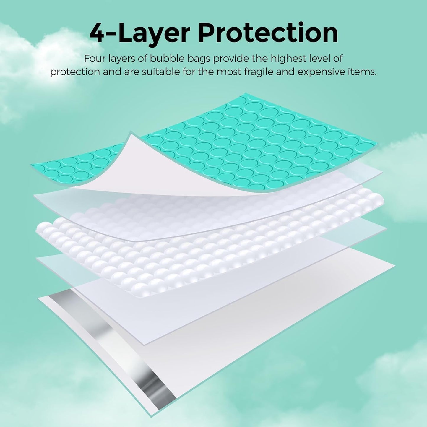 Metronic Bubble Mailers 8.5x12 500 Pack Teal Bubble Mailers Usable Size 8.5x11 Waterproof Thick Padded Envelopes Mailing Bubble Padded for Packaging, Makeup, Mailing, Shipping, Small Items Supplies