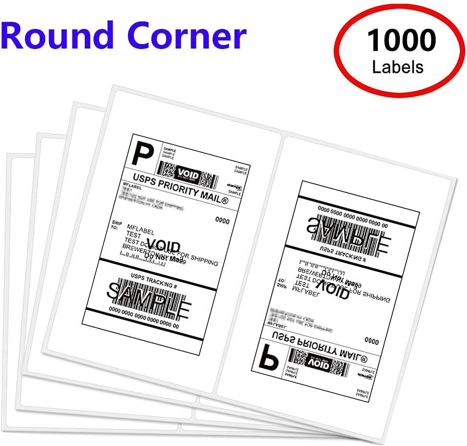 Round Corner Half Sheet Shipping Labels for Laser and Inkjet Printers,8.5" x 5.5" Address Labels Self Adhesive Mailing Labels(500 Sheets, 1000 Labels)
