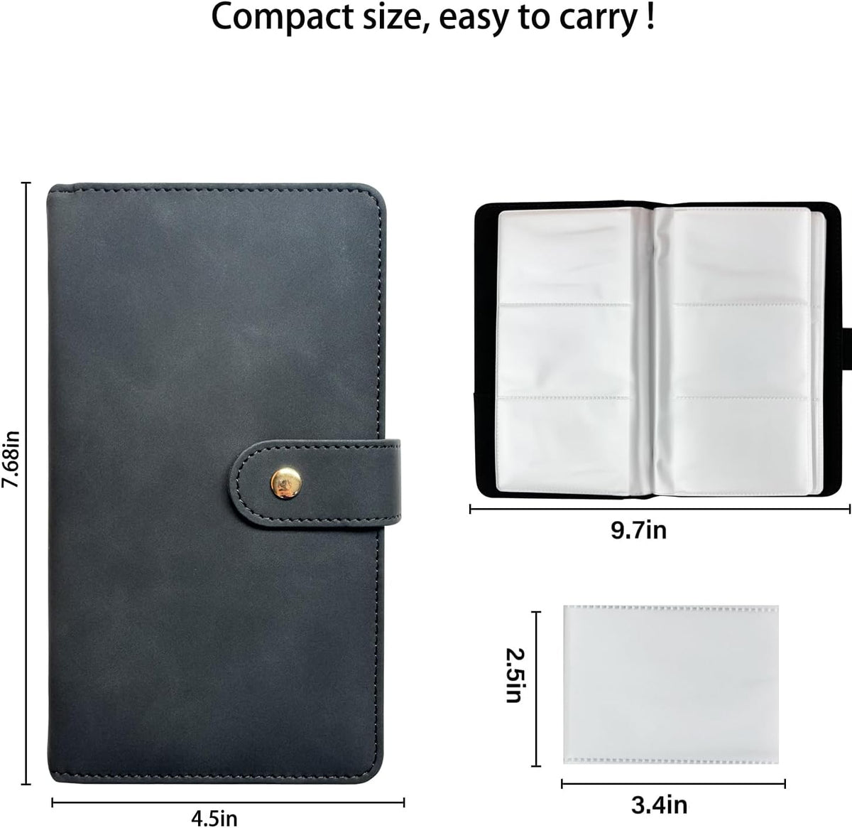 Leather Professional Business Card Holder Book Organizer, 240 Card Slots Capacity Booklet, Premium PU Name Cards Storage Folder with Soft Cover, Credit Card Binder Holder for Men/Women (Light black)