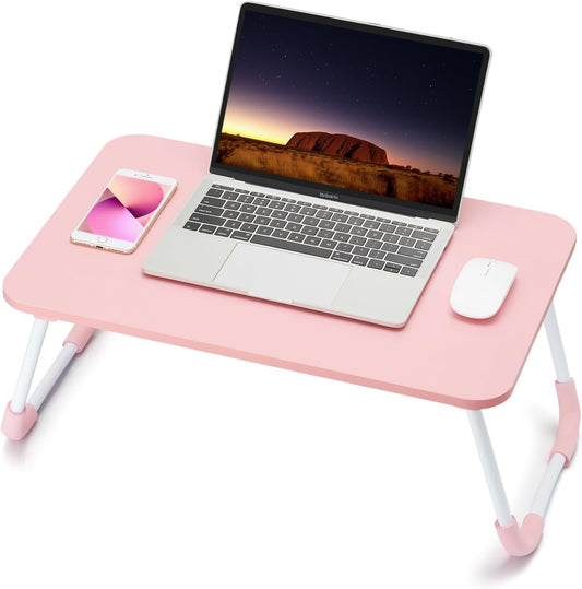 Ruxury Folding Lap Desk Laptop Stand Bed Desk Table Tray, Breakfast Serving Tray, Portable & Lightweight Mini Table for Sofa Couch Floor - - Pink