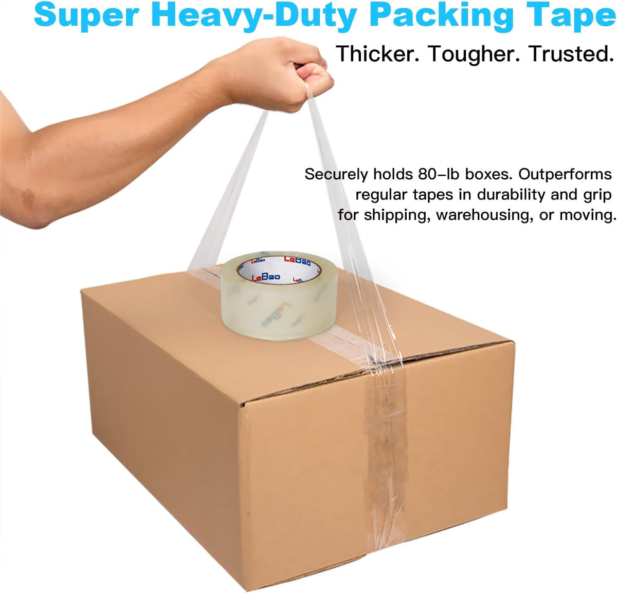 Heavy Duty Packing Tape for Moving Boxes - 1.88" x 360Yds (6 Rolls) Clear Moving Tape for Boxes, Secure Sealing for Cardboard, Bubble Wrap, Shipping Supplies (1, Metal Dispenser)