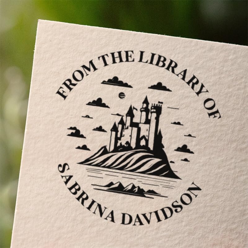 from The Library of Embossers & Stamps for Fantasy Book Readers | Custom Embosser | Custom Stamp | Ex Libris | Elevate Your Fantasy Collection of Stories and Novels (Design 2, Self-Inking Stamp)