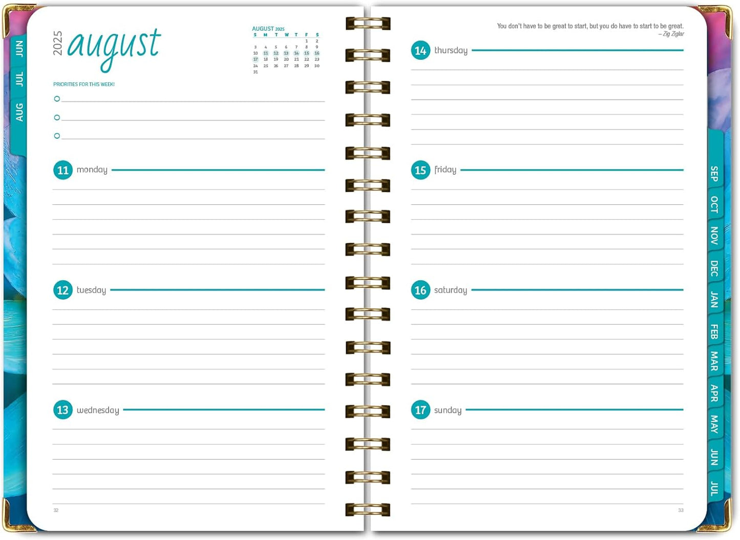 HARDCOVER Academic Year 2025-2026 Planner: (June 2025 Through July 2026) 5.5"x8" Daily Weekly Monthly Planner Yearly Agenda. Bookmark, Pocket Folder and Sticky Note Set (Rainbow Petals)