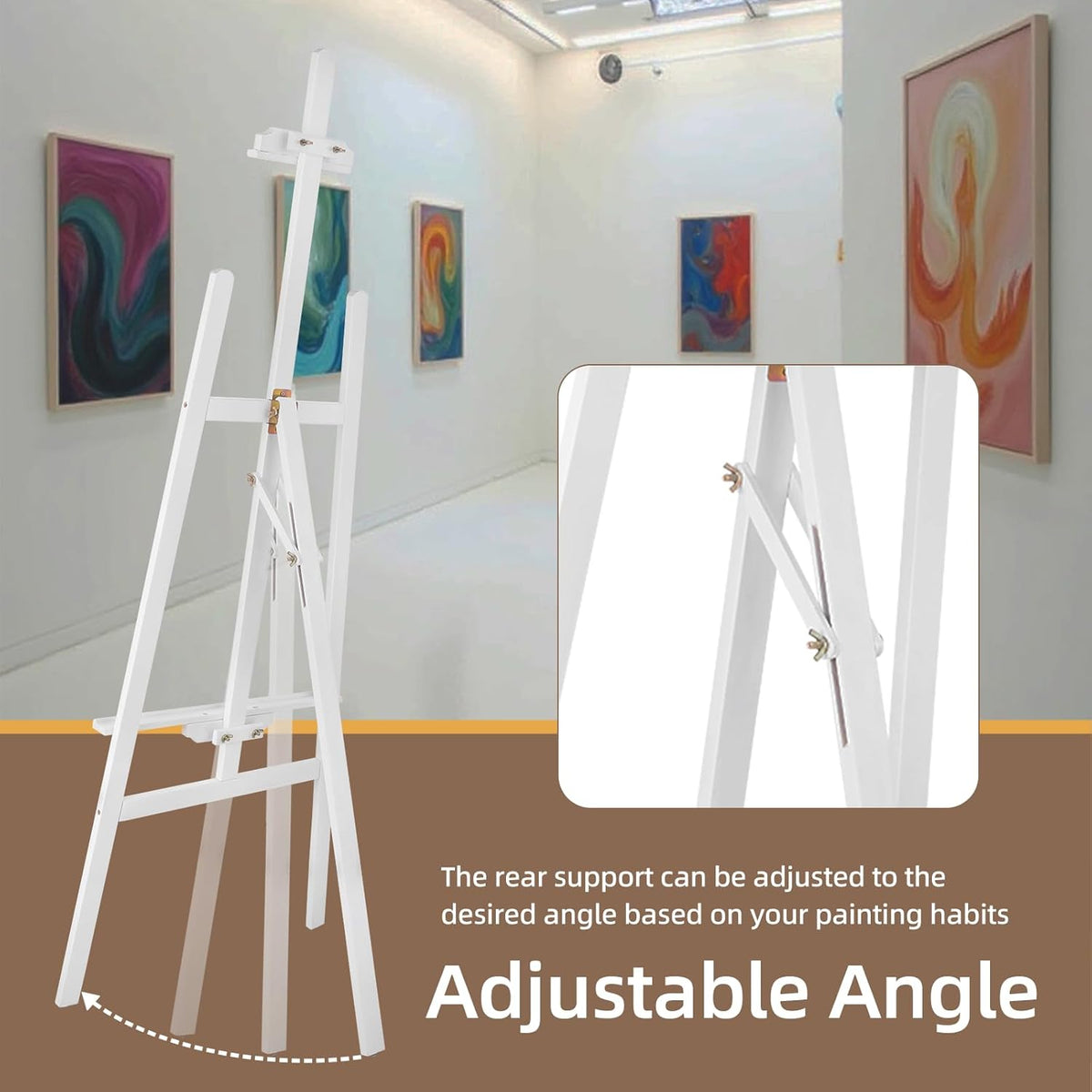 Falling in Art Easel Stand for Painting, Adjustable Wooden Easels for Painting Canvas Up to 42", Folding Art Easel for Drawing, Wedding Sign and Poster, Suitable for Kids and Adults(White)