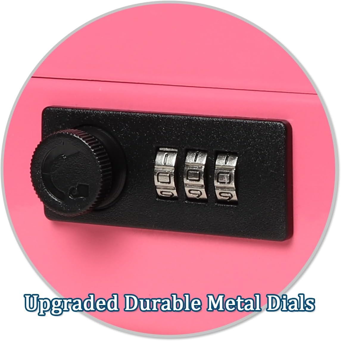 Jssmst Locking Metal Cash Box with Coin Lid, 11.8L x 9.5W x 3.5H Inches, Safe Money Box with Combination Lock, Pink, SM-CB0516P