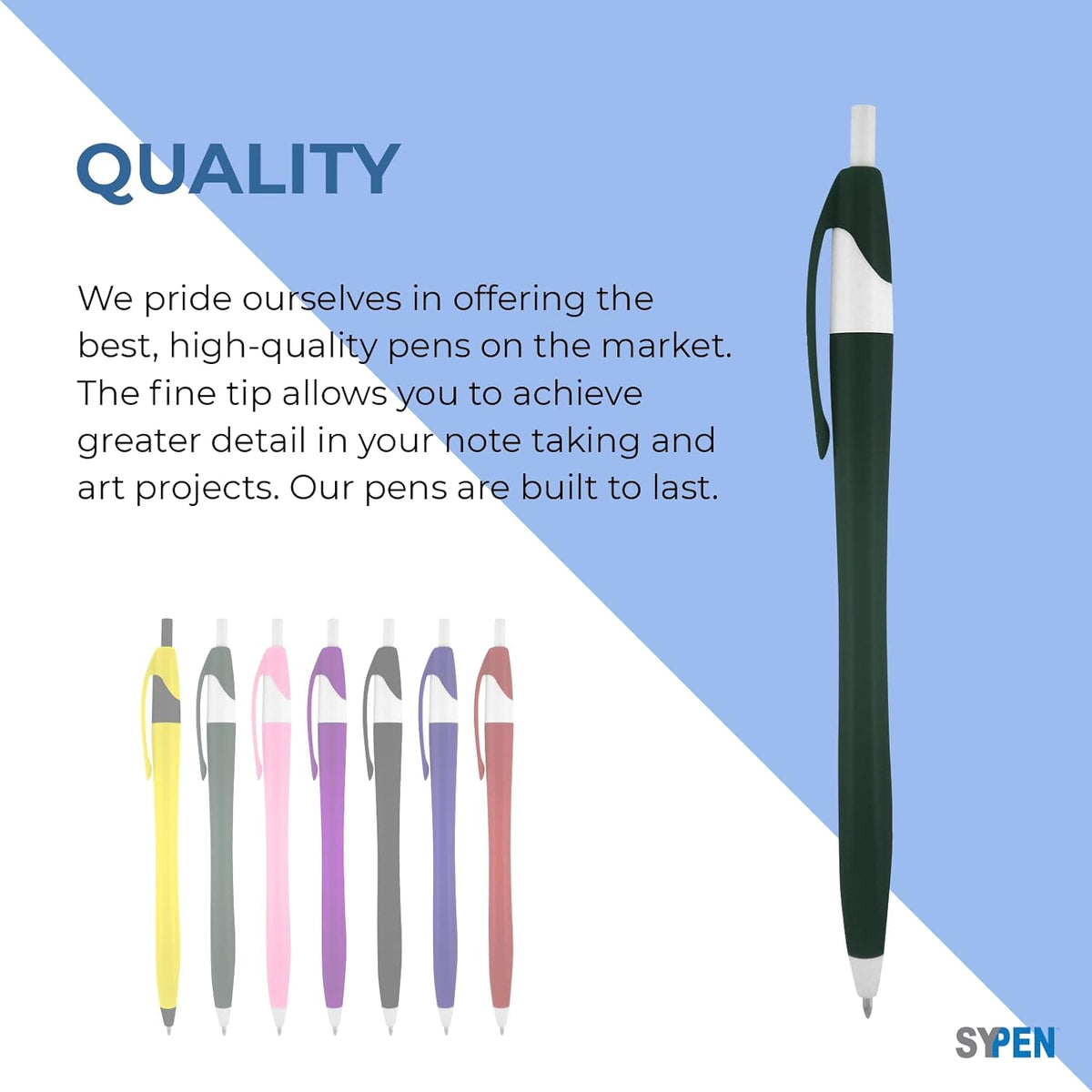 SyPen Personalized Pens With your Custom Logo or Text-500 Pack Bulk-for Businesses, Parties, and Events, Custom Printed Slim Ballpoint Click Pens, Pink Barrel Color, Black Ink