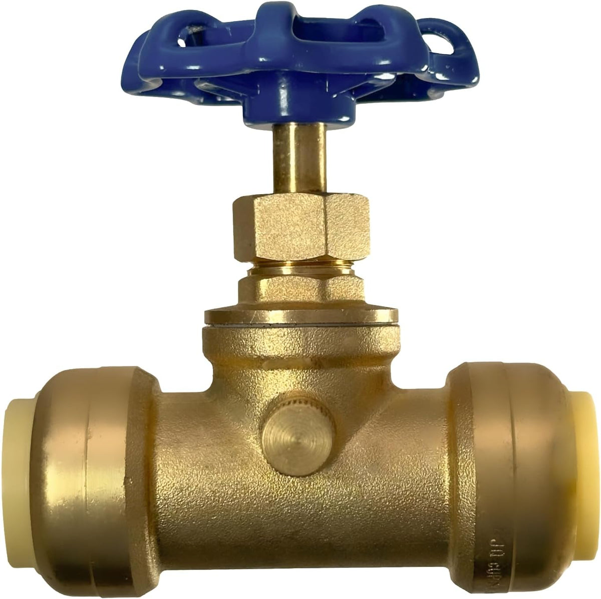3/4 inch Push Fit Stop Valve with Drain and Vent, Push to Connect Brass Plumbing Fitting, Pex Pipe, Copper, CPVC, PE-RT, HDPE, 2-5-2=5, 5 Pieces