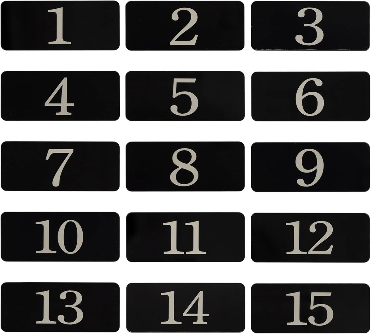 StayMax Plastic Rectangle Locker Numbered Sticker Room Number Table Number (1-25, Black)