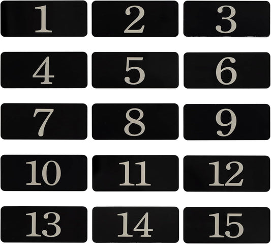 StayMax Plastic Rectangle Locker Numbered Sticker Room Number Table Number (1-50, Black)
