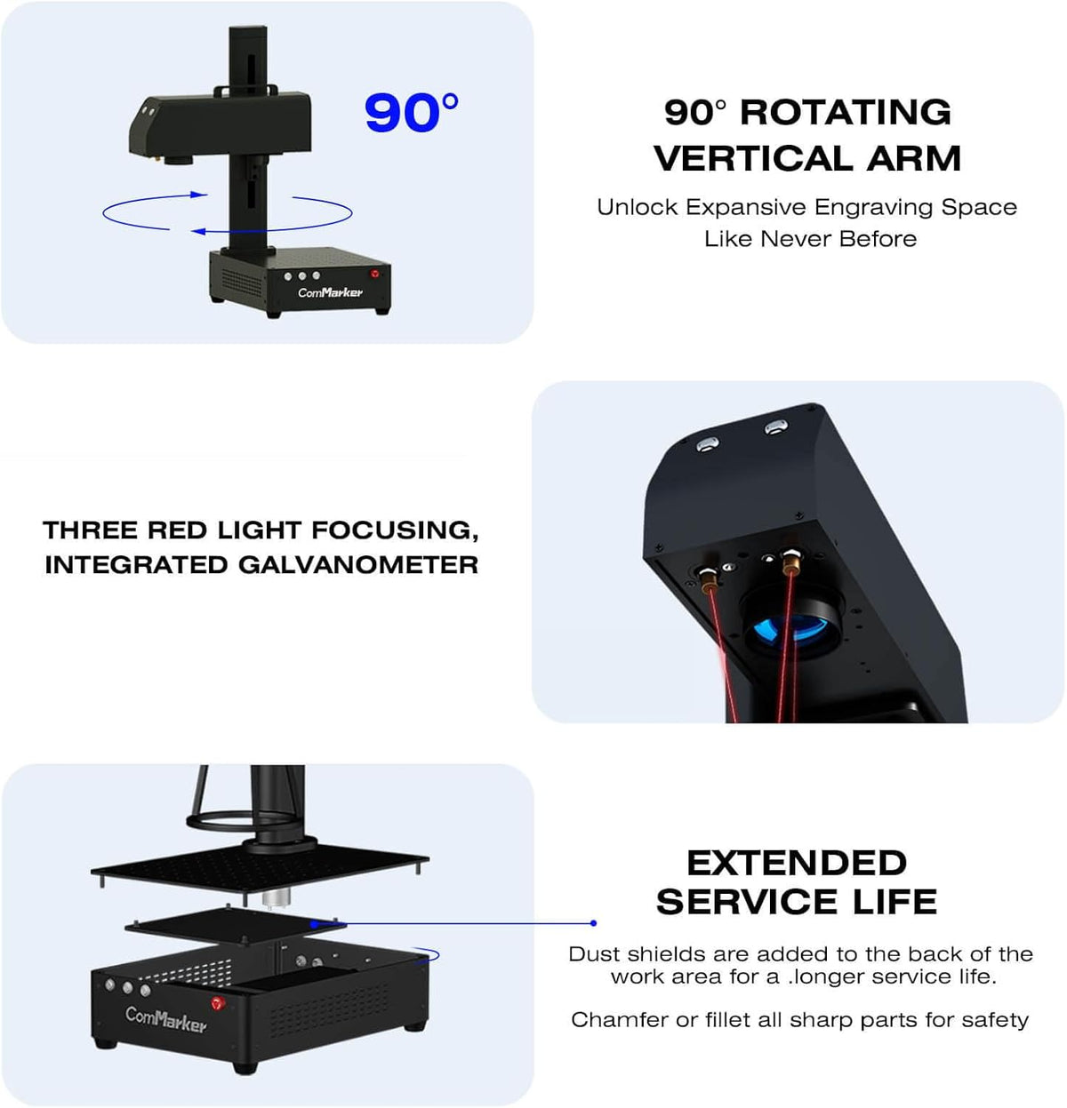 ComMarker B4 60W JPT Mopa Fiber Laser Engraving Machine with Rotary Axis,Support Lightburn Laser Engraver with 2Lens,2in1 Desktop Handheld Color Marking Machine for Stainless Steel,Ring,Tumbler