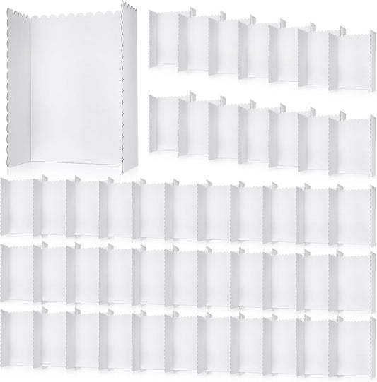 Outus 48 Pcs 24 x 36 Inch Trifold Poster Display Boards White for Science Fair Presentation Projects Photo Exhibition Display Tri fold Board Foldable Paperboard for School Supplies Bulk Business