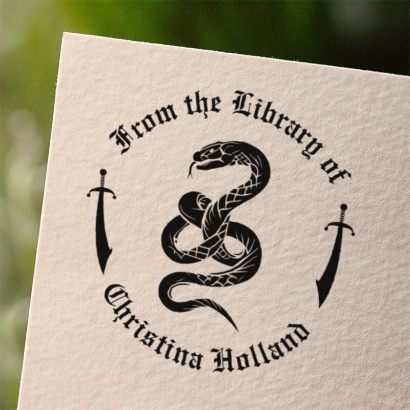 from The Library of Embossers & Stamps for Fantasy Book Readers | Custom Embosser | Custom Stamp | Ex Libris | Elevate Your Fantasy Collection of Stories and Novels (Design 11, Self-Inking Stamp)