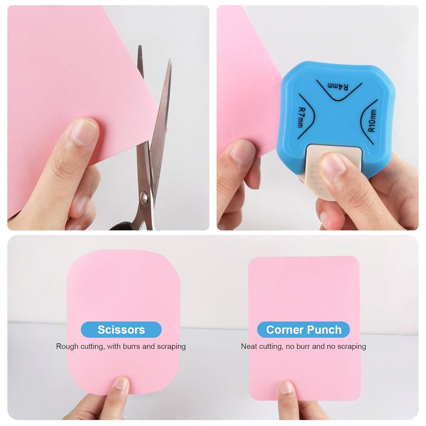 Paper Corner Rounder Punch, Corner Punch Corner Cutter Rounder for Cardstock, 3 in 1 (R4mm, R7mm, R10mm) Round Corners Cutter for Crafts, Card Making, Scrapbook Supplies