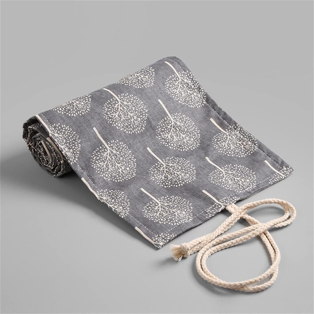DIYOMR 24/36/72 Slots Pencil Wrap Pencil Rolls, Artist Colored Pencils Roll Up Bag Short Brushes Pouch Case Pencils Organizer for Drawing Coloring and Sketching (Trees, 24slots)