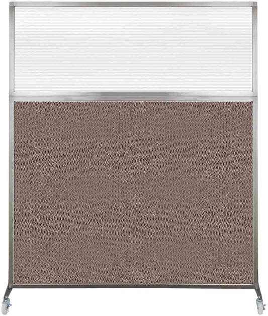 Versare Hush Screen Portable Room Divider with Wheels | Workstation Wall Divider | Freestanding Privacy Hush Panels | Clear Fluted Windows | Fabric Office Divider Screen | Great for Room Separation