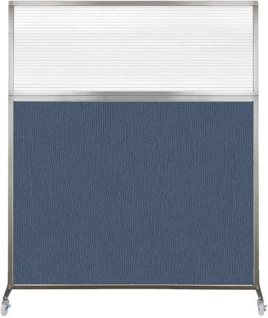 Versare Hush Screen Portable Room Divider with Wheels | Workstation Wall Divider | Freestanding Privacy Hush Panels | Clear Fluted Windows | Fabric Office Divider Screen | Great for Room Separation
