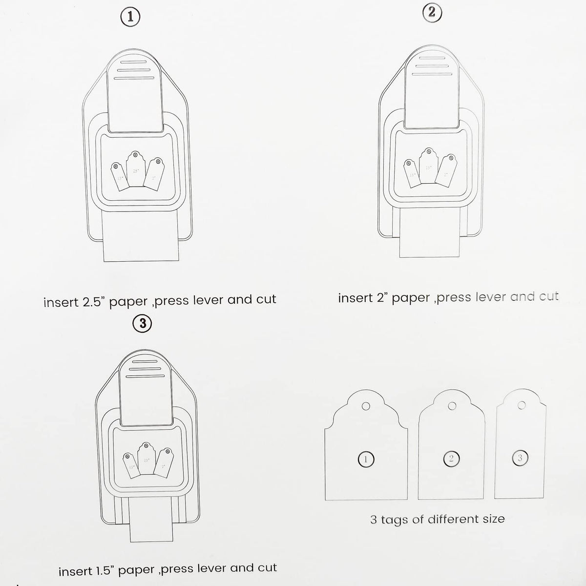 MIAO JIN 3 in 1 Round Label Punching tag Punch 1.5 "2" 2.5 "Corner Paper Punch Round Label Shape Craft Punching Gift tag for DIY Crafts Project Card Making Supplies(Shell Color Random)