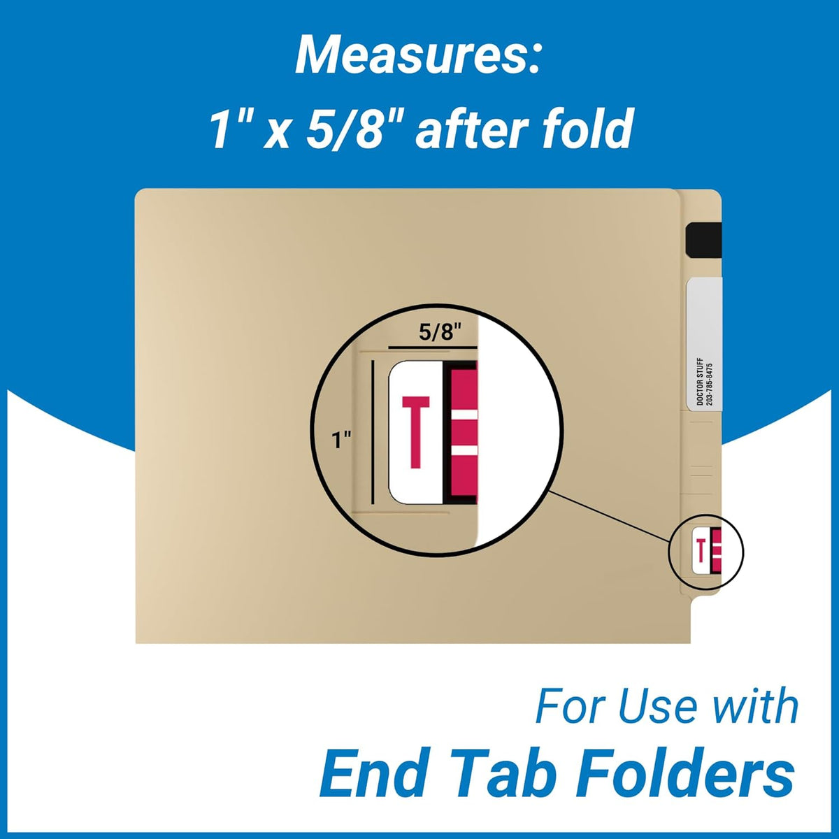 Doctor Stuff - File Folder Labels, Alphabet Letter T, Compatible with Smead BCCR/BCCS - TPAM Series Alpha Stickers Red, 1" x 1-1/4", 500/Roll