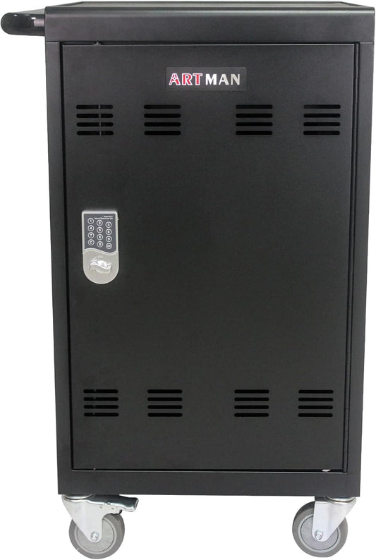 32 Device Mobile Charging Station for Laptops/Tablets/iPads/Chromebooks,32 Bay Lockable Charging Cabinet with Cable Management & Power Strip Included, Laptop & Tablet Storage Carts,Combination Lock