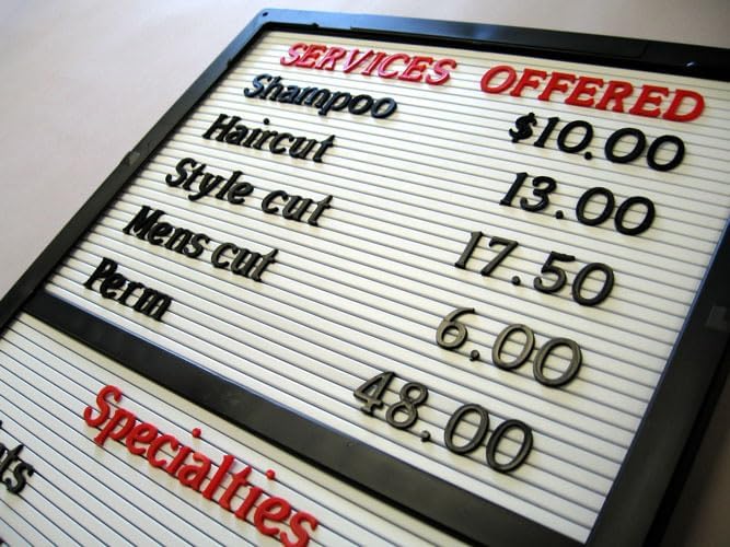 Counter/Wall Message Board Sign with Interchangeable Letters