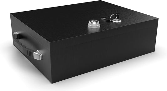 Fire Retardant Strong Box, Dual Combination and Key Lock Security Chest