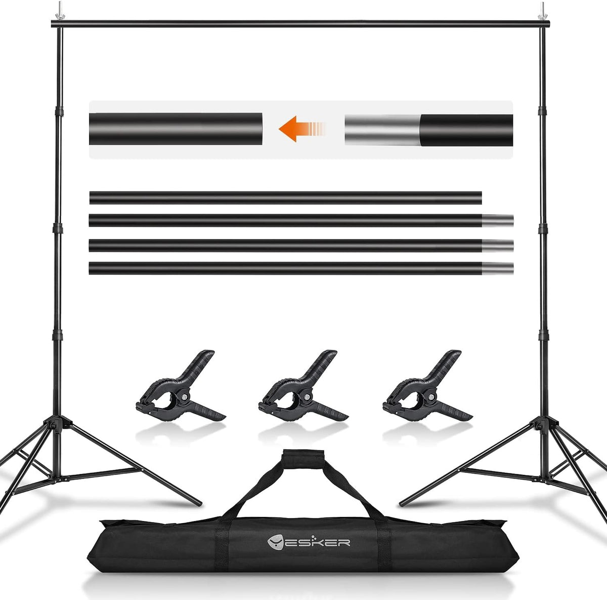 Yesker 8.5X10ft Background Stand Backdrop Support System Kit Photo Video Studio Adjustable Backdrop Stand for Photoshoot Photography Parties Wedding with Carrying Bag