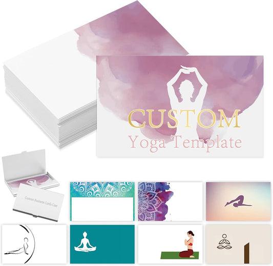 Custom Business Cards with Logo Personalized Double Side Printable Customize Business Cards 1000 500 200 100 for Small Business Women Men-Yoga Template
