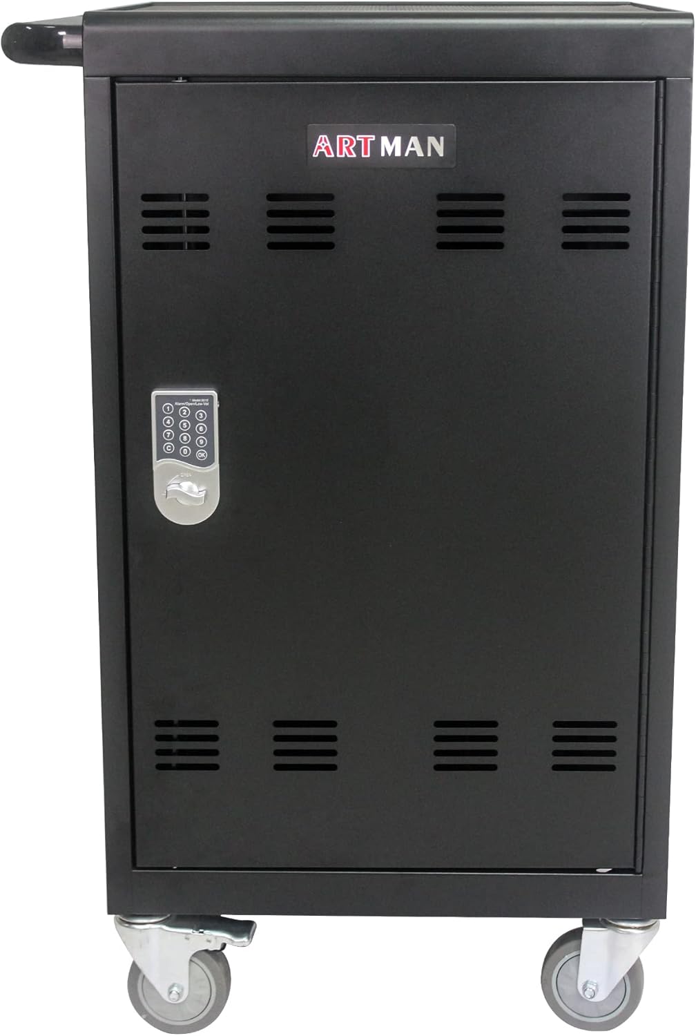 32 Device Charging Cart with Combination Lock, Laptop and Tablet Mobile Charging Cabinet for Up to 16.3" Devices with Cord Management, Desktop Charging and Storage Locker for Classroom or Office.Black