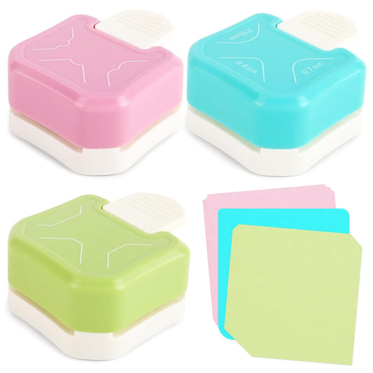 LOVEINUSA 3PCS 3 in 1 Corner Rounder Punch Set (Rounder + Beauty Shape + Chamfer Edges), 3 Way Cutter for Scrapbooking Supplies Photocards & DIY Paper Crafts, Laminate, Envelope Punch Board