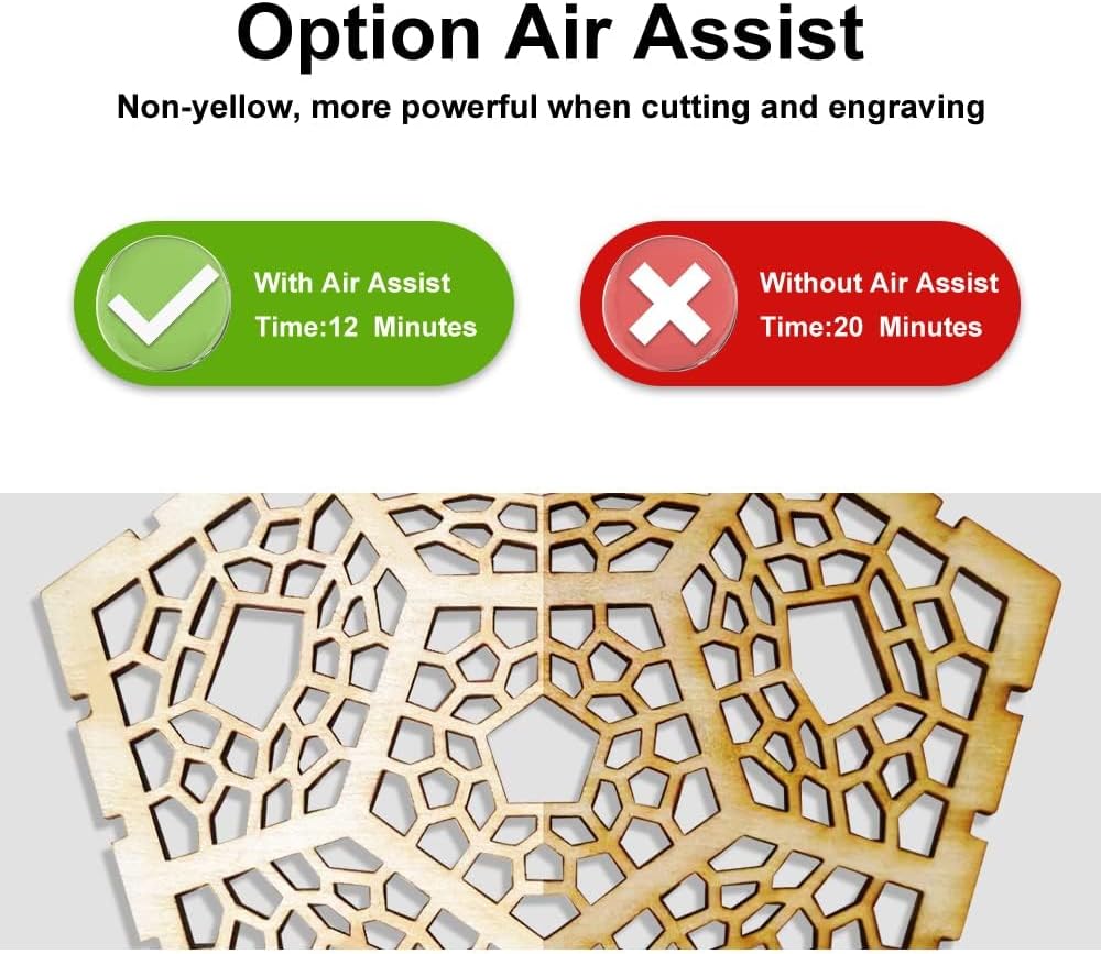 Longer RAY5 10000mW Laser Engraver with Air Assist Kit, Rotary Roller, and 8 Pcs Raiser, Compressed Spot CNC, App Offline Control, DIY Engraving Tool for Metal/Glass/Wood, Class 4.