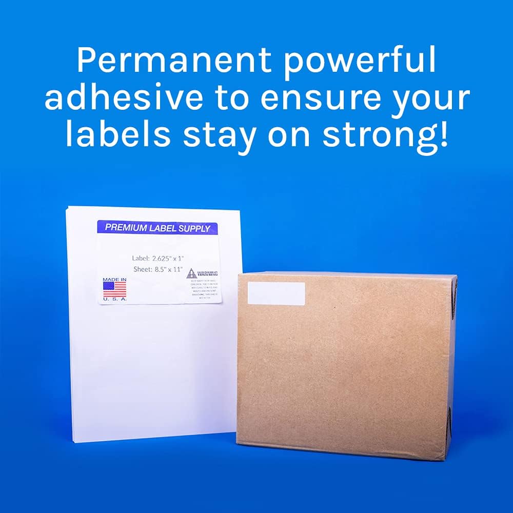 Premium Label Supply White Address Sticker Labels – 2.625" x 1" – Laser/Inkjet Compatible – (30 per Sheet), 2000 Sheets - 60,000 Total Adhesive FBA Labels