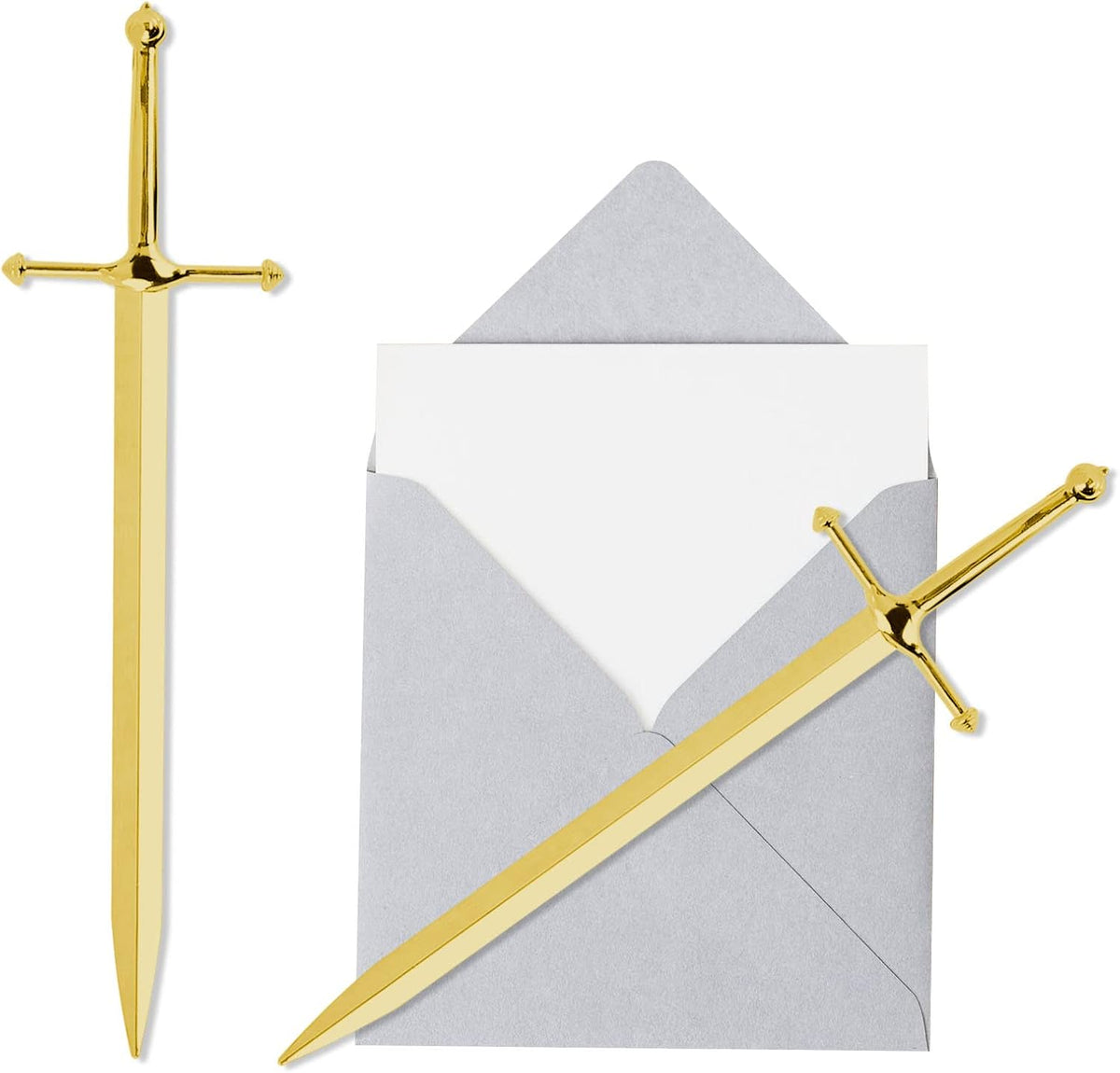 Metal Letter Opener Office Letter Opener Knife Metal Plated Envelope Opener Ergonomic Grip Handle Practical Ornamental Letter Opening Tool (Golden)