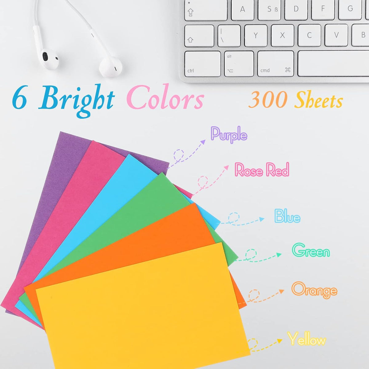 Fainne 300 Pcs Blank Index Cards 180 Gsm Thick Card Stock Assorted Color Neon Blank Flash Cards Colorful Study Notecards for Organizing(3 x 5 Inch,Bright Colors)