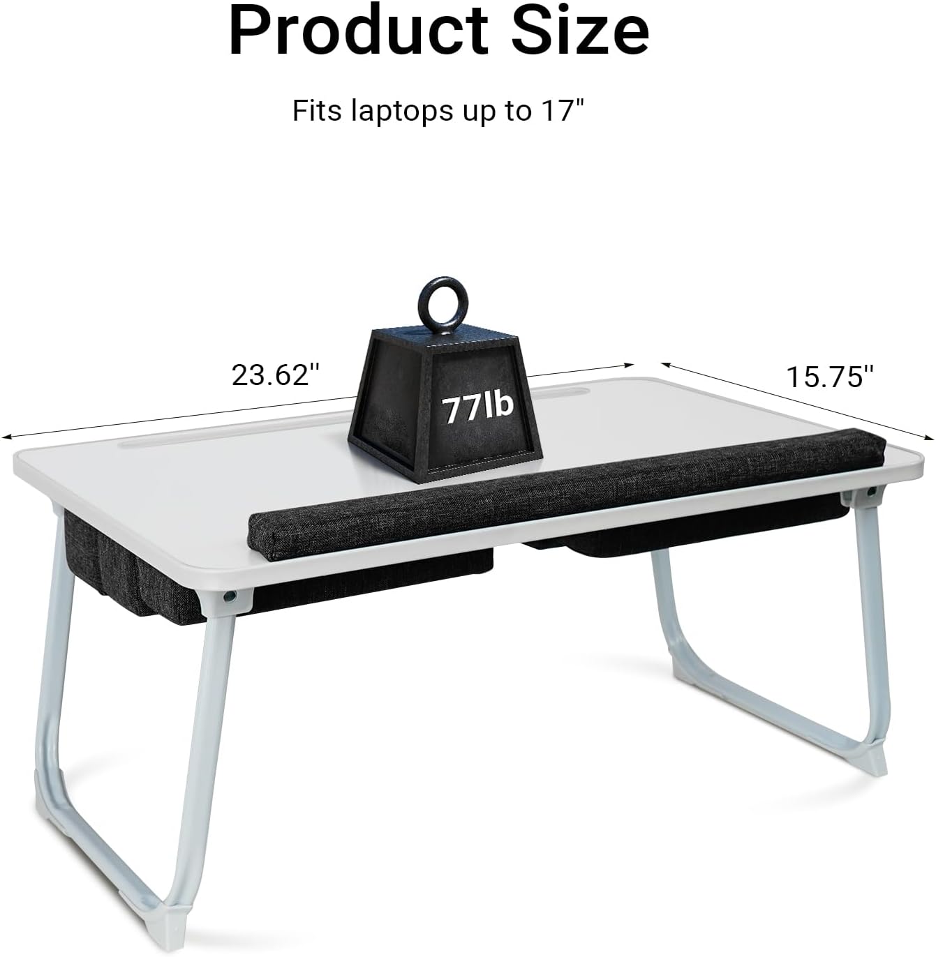 Lap Desk for Laptop with Cushion,Folding Laptop Desk for Bed,Bed Desk,Portable Computer Lap Desk,23.62"*15.74",White