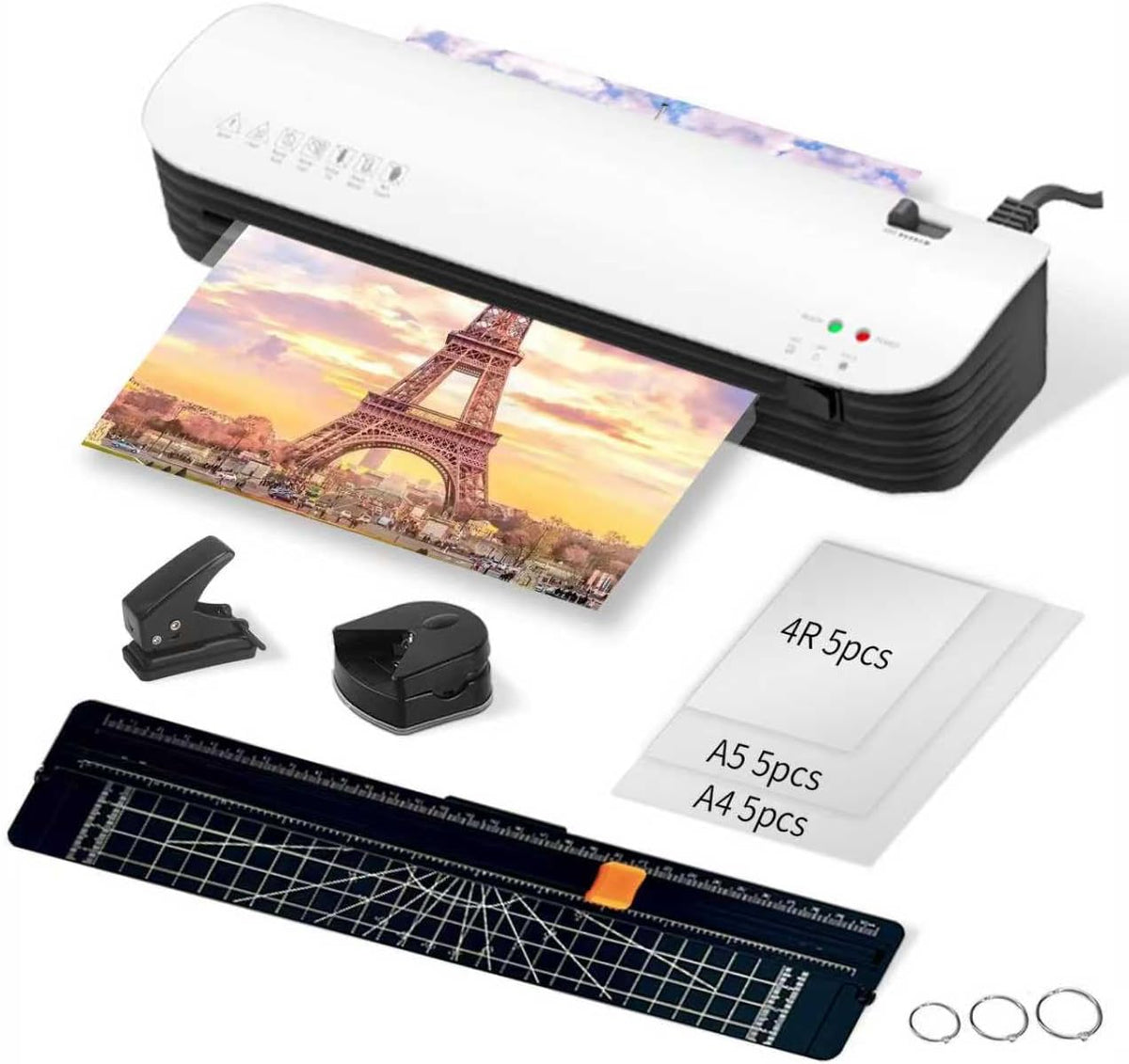 9 Inch Laminator Machine for Documents and Photos, 6 in1 A4 Thermal Laminator Machine with Never Jam Technology, 15 Laminating Sheets, Use for Home Office School