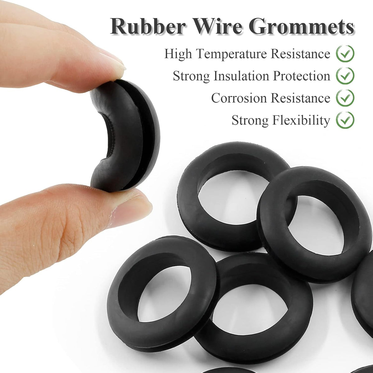 12 Pcs Rubber Grommets, 1-3/8" Inside Diameter 1-1/2" Drill Hole Rubber Wire Grommets for Wire, Firewall, Cables, Plugs