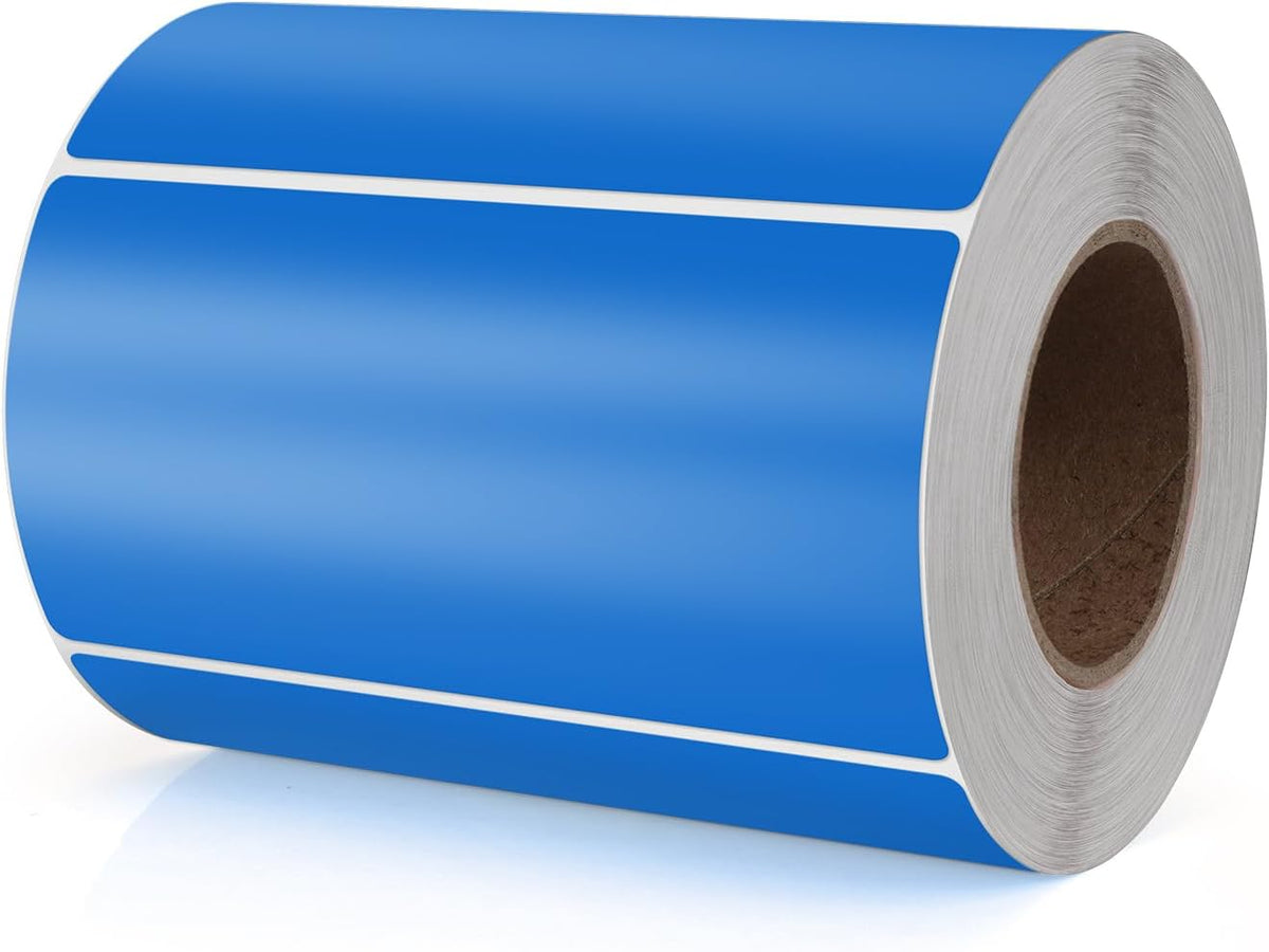 Blue Rectangle Stickers 4 x 2 Inch Color Coding Labels Vinyl Roll Self-Adhesive Waterproof Removable 500 PCS